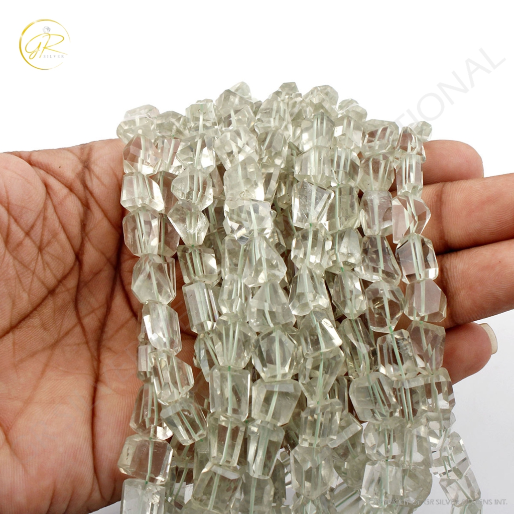 Faceted Green Amethyst Handmade 8-16mm faceted Tumbles shape Gemstone Beads Jewelry, Amethyst Beads