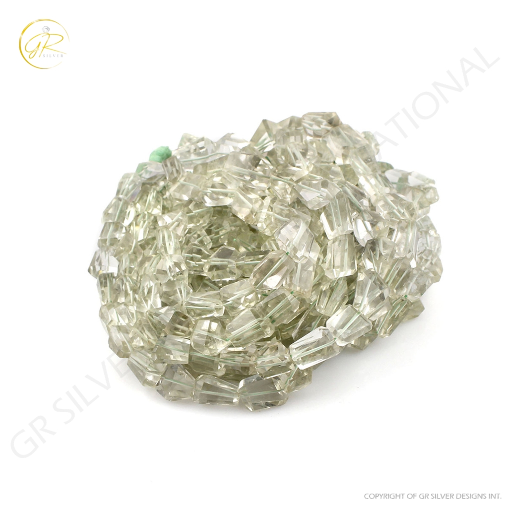 Faceted Green Amethyst Handmade 8-16mm faceted Tumbles shape Gemstone Beads Jewelry, Amethyst Beads