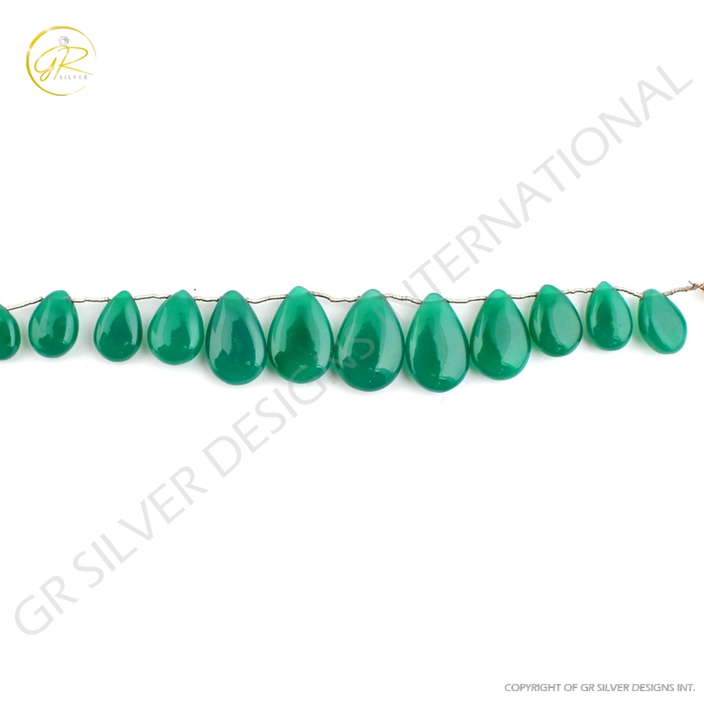 Natural Green Onyx Gemstone Handmade Strands Beads For Jewelry