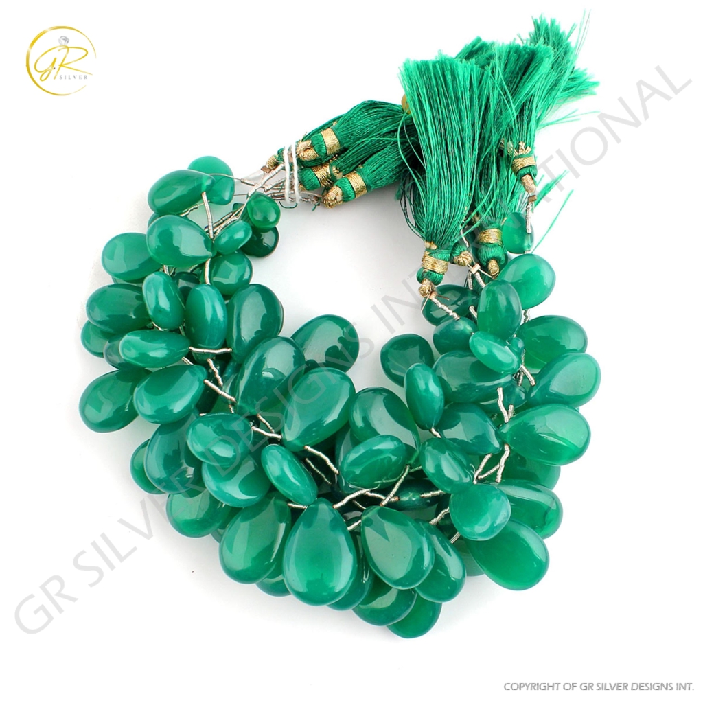 Natural Green Onyx Gemstone Handmade Strands Beads For Jewelry