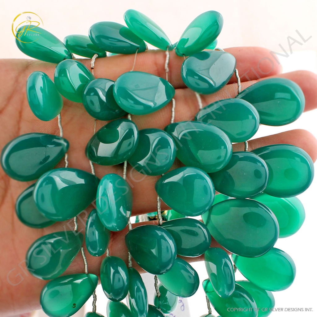 Natural Green Onyx Gemstone Handmade Strands Beads For Jewelry