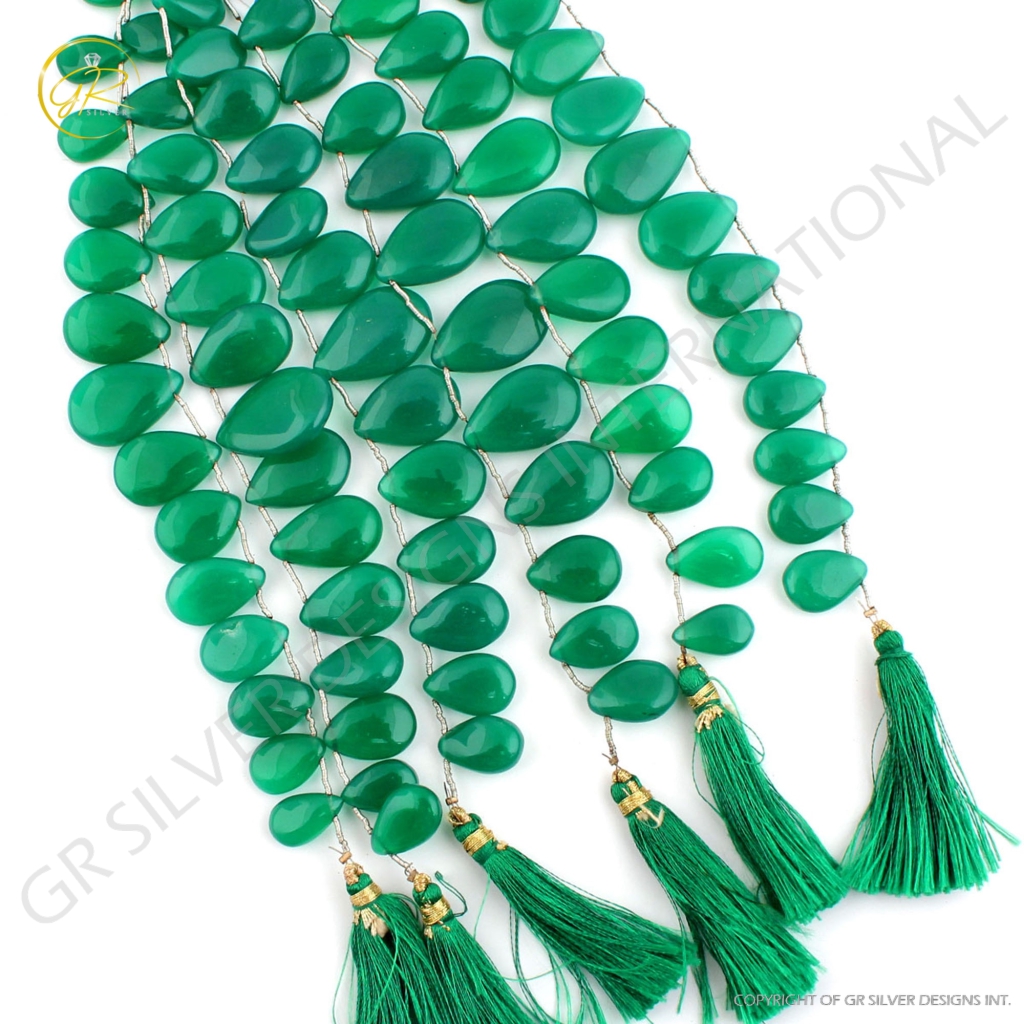 Natural Green Onyx Gemstone Handmade Strands Beads For Jewelry