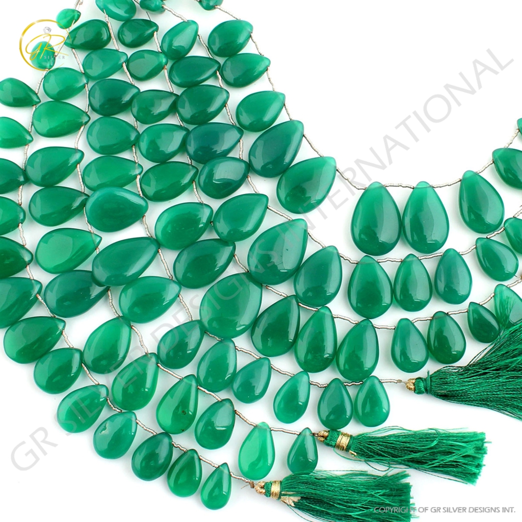 Natural Green Onyx Gemstone Handmade Strands Beads For Jewelry