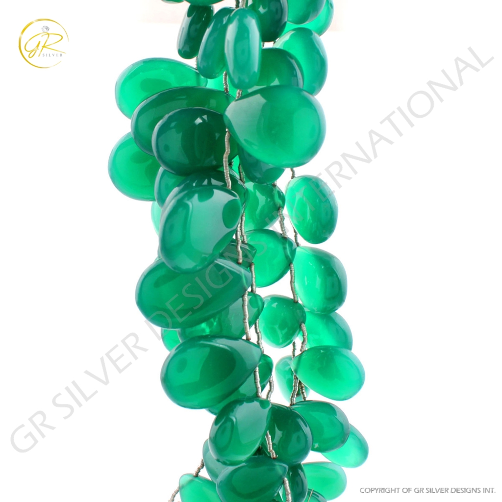 Natural Green Onyx Gemstone Handmade Strands Beads For Jewelry