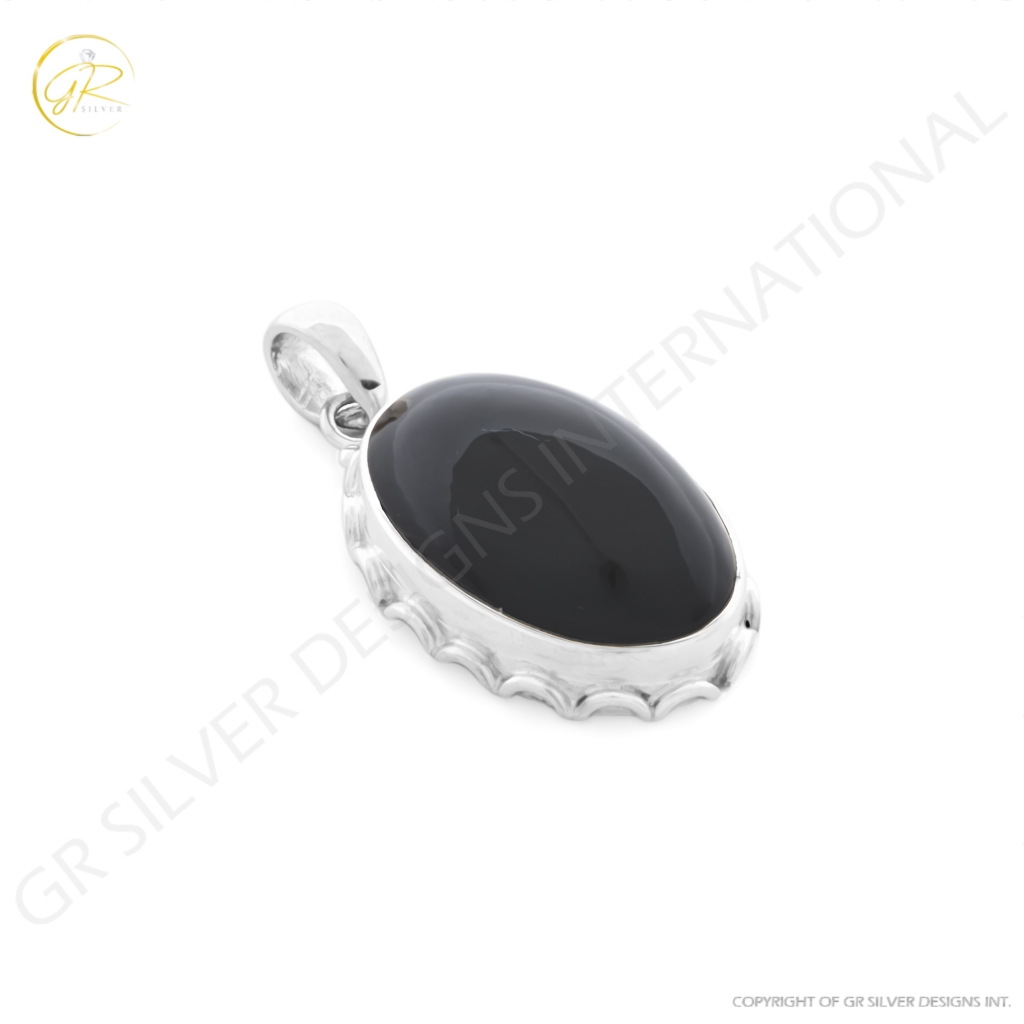 Natural Rainbow Obsidian November Birthstone Sterling Silver Pendant