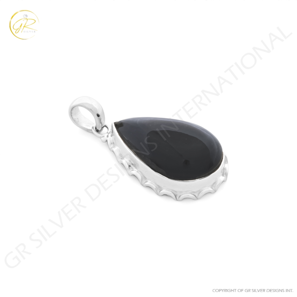 Natural Rainbow Obsidian November Birthstone Sterling Silver Pendant