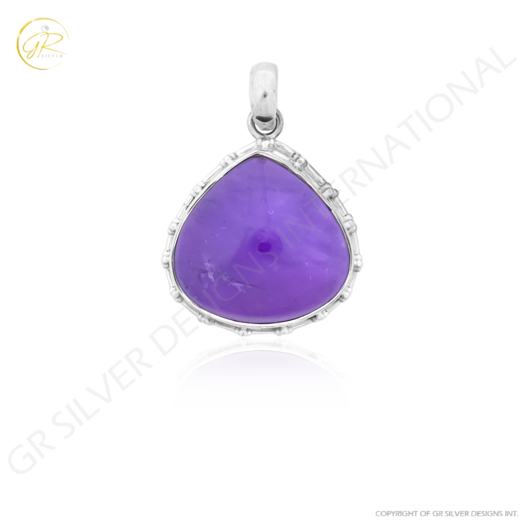 Natural Amethyst February Birthstone Sterling Silver Pendant For Women