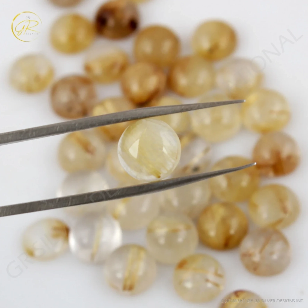 Natural Golden Rutile 9mm Round Gemstone