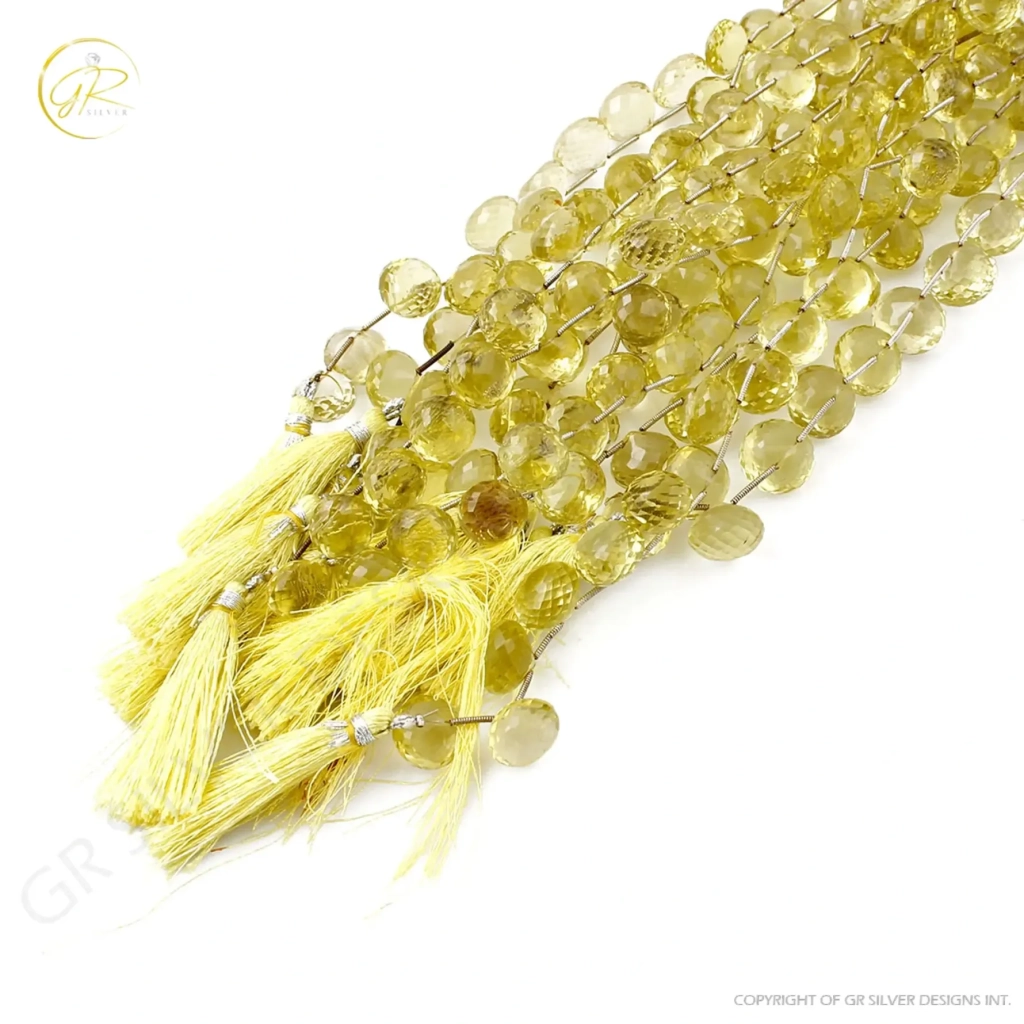 Lemon Quartz Beads, Lemon Quartz Handmade 10-14mm Onion Shape Gemstone Beads Jewelry