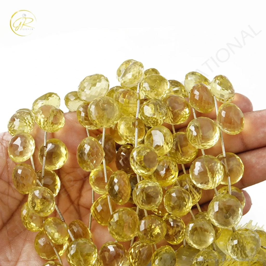 Lemon Quartz Beads, Lemon Quartz Handmade 10-14mm Onion Shape Gemstone Beads Jewelry