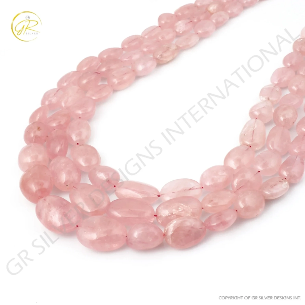 Morganite Gemstone Necklace, Natural Morganite Gemstone Beads Necklace Nugget Shape 11-30mm Approx