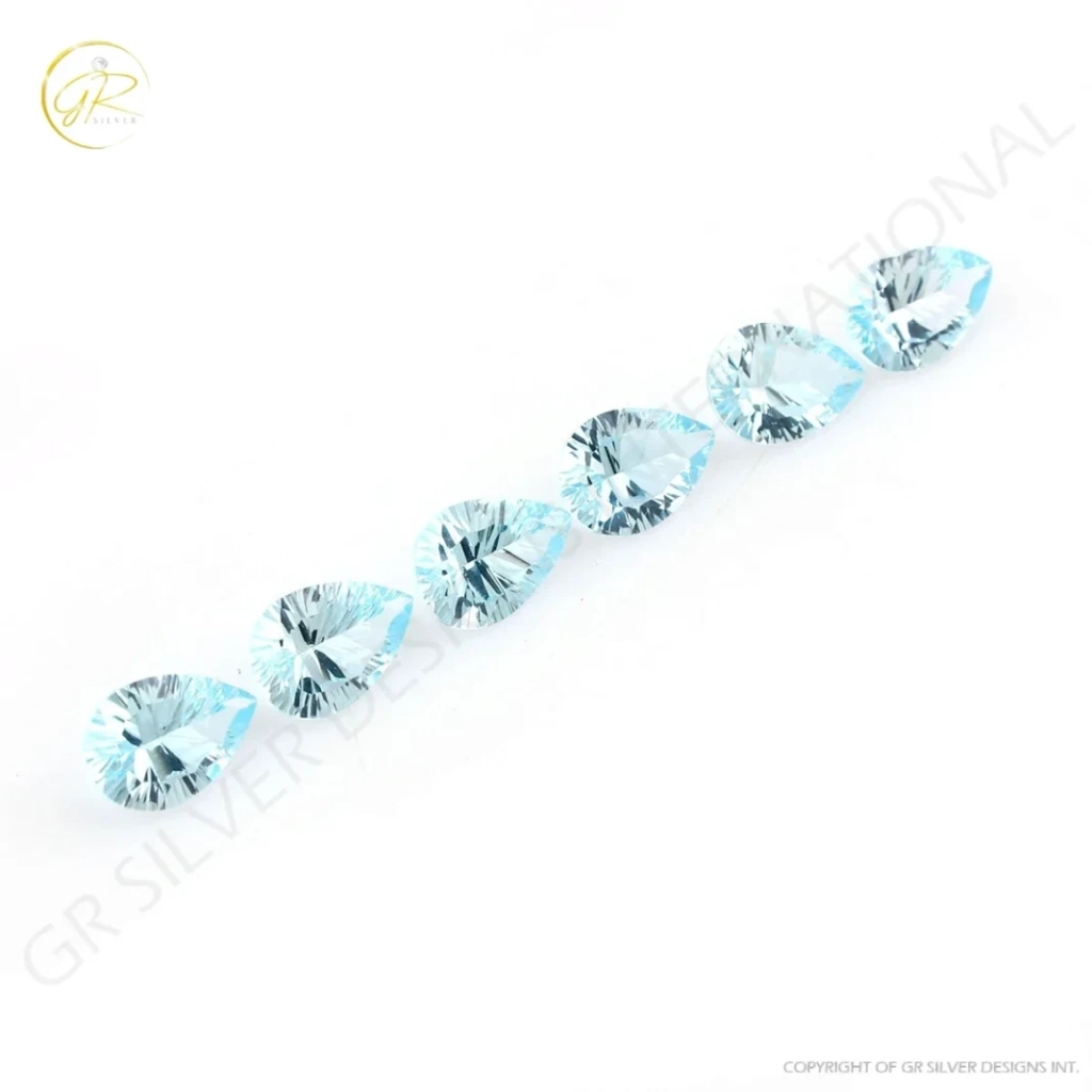 Pear Shape Blue Topaz Faceted Loose Gemstone