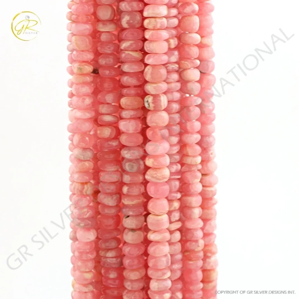 Rhodochrosite Smooth Gemstone 5-6mm Round Handmade Beads