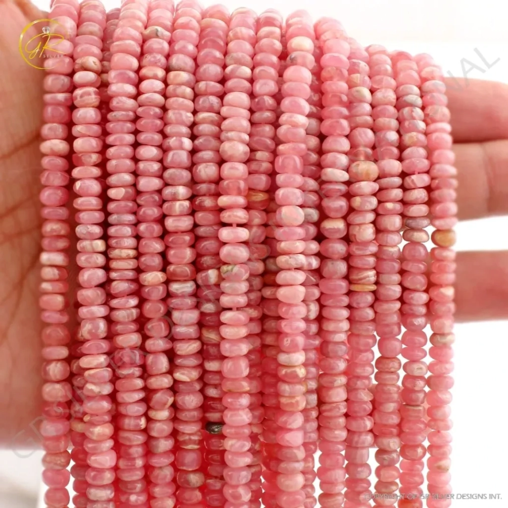 Rhodochrosite Smooth Gemstone 5-6mm Round Handmade Beads