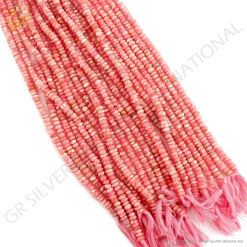 Rhodochrosite Smooth Gemstone 5-6mm Round Handmade Beads