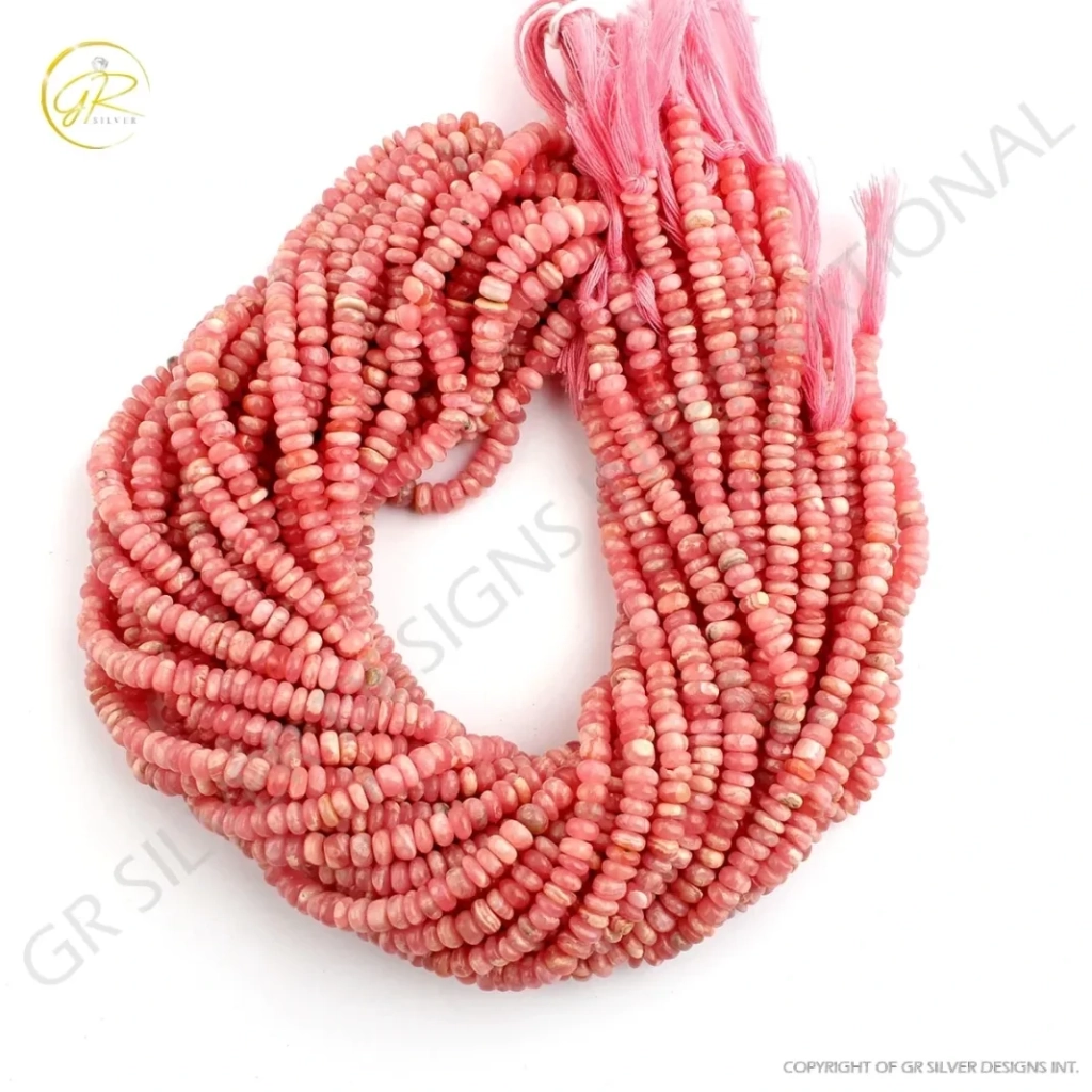 Rhodochrosite Smooth Gemstone 5-6mm Round Handmade Beads