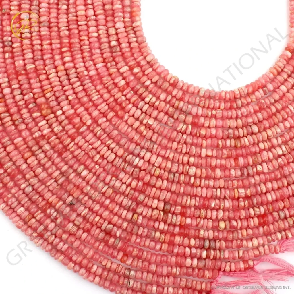 Rhodochrosite Smooth Gemstone 5-6mm Round Handmade Beads