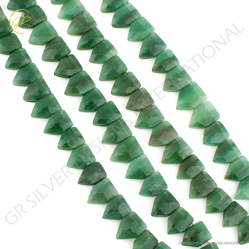 Natural Green Aventurine Pentagon Faceted Handmade Beads