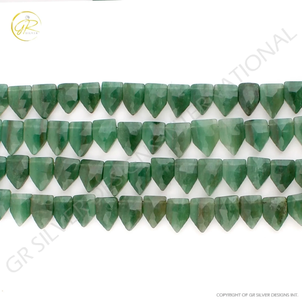 Natural Green Aventurine Pentagon Faceted Handmade Beads