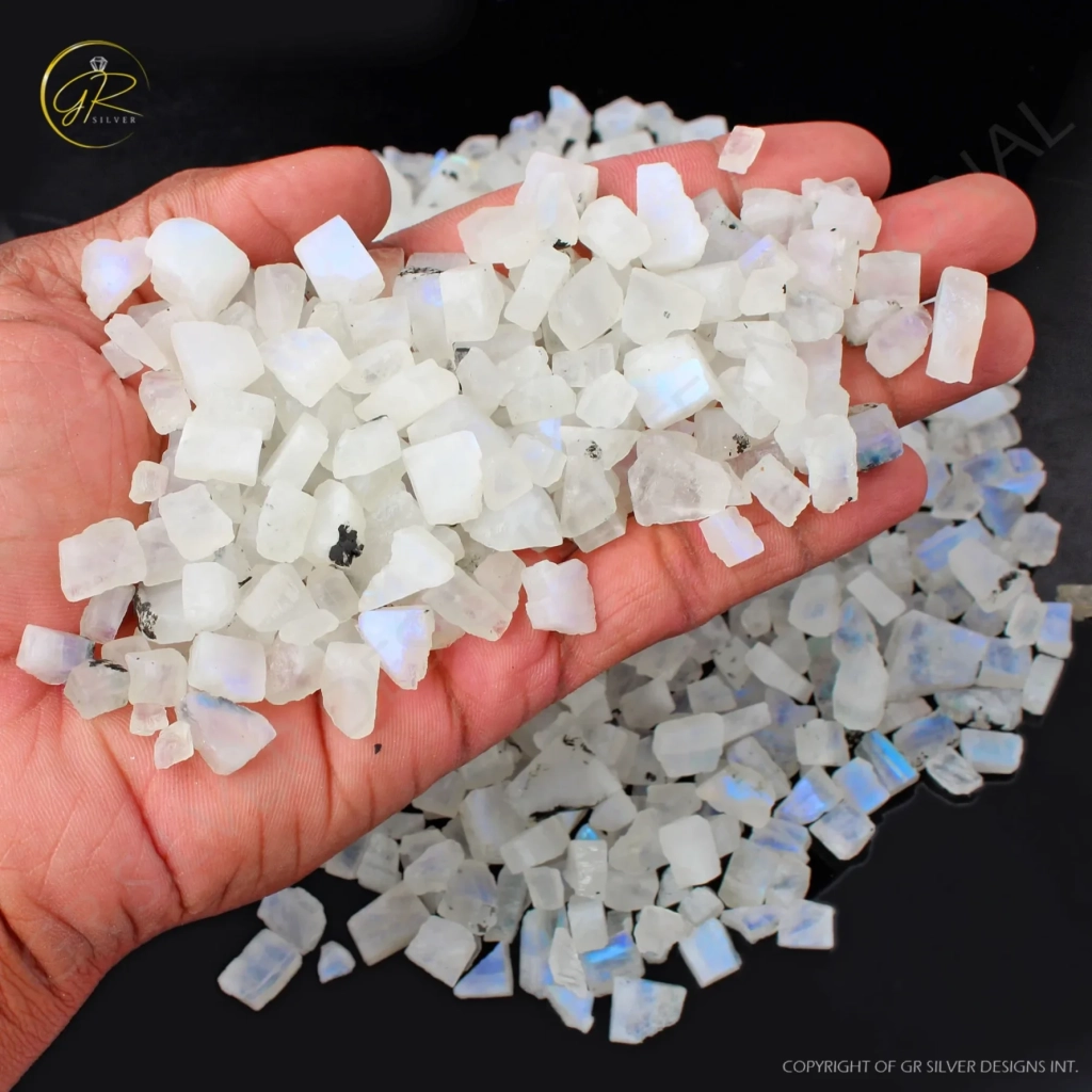 Natural Rainbow Moonstone Rough Loose Mineral Gemstone