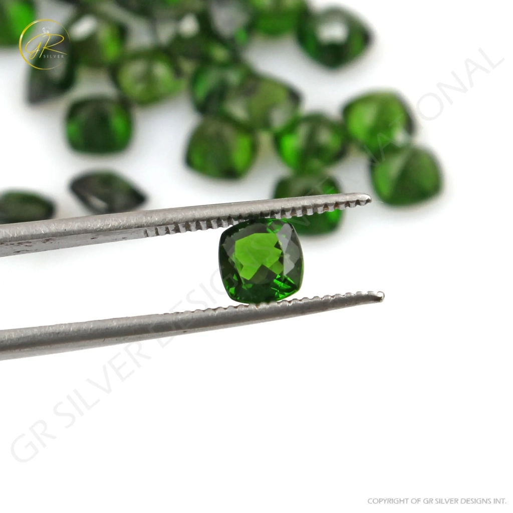 Natural chrome Diopside 5mm Cushion Gemstone