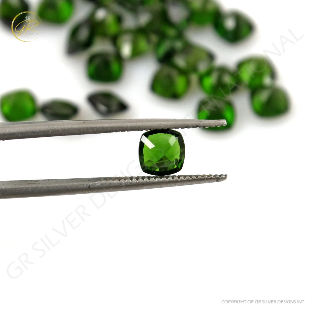 Natural chrome Diopside 5mm Cushion Gemstone