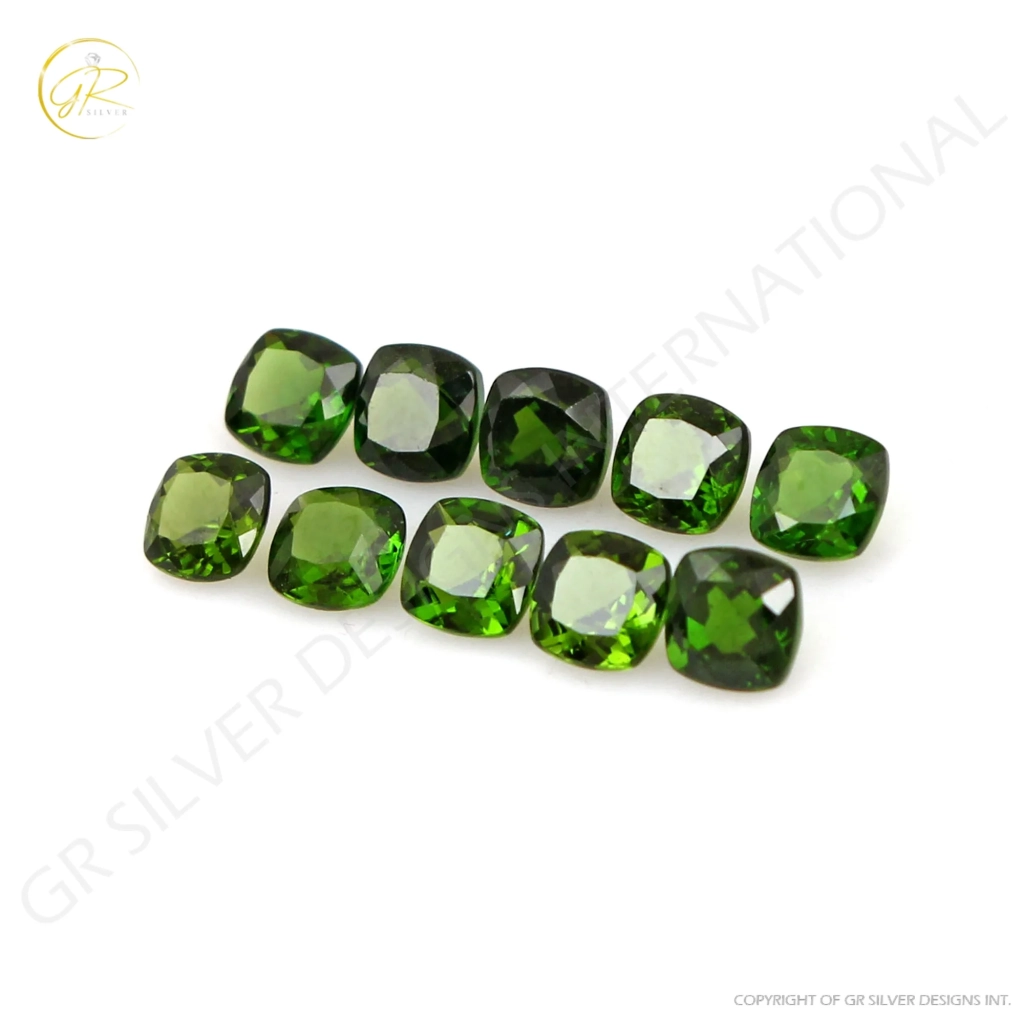 Natural chrome Diopside 5mm Cushion Gemstone