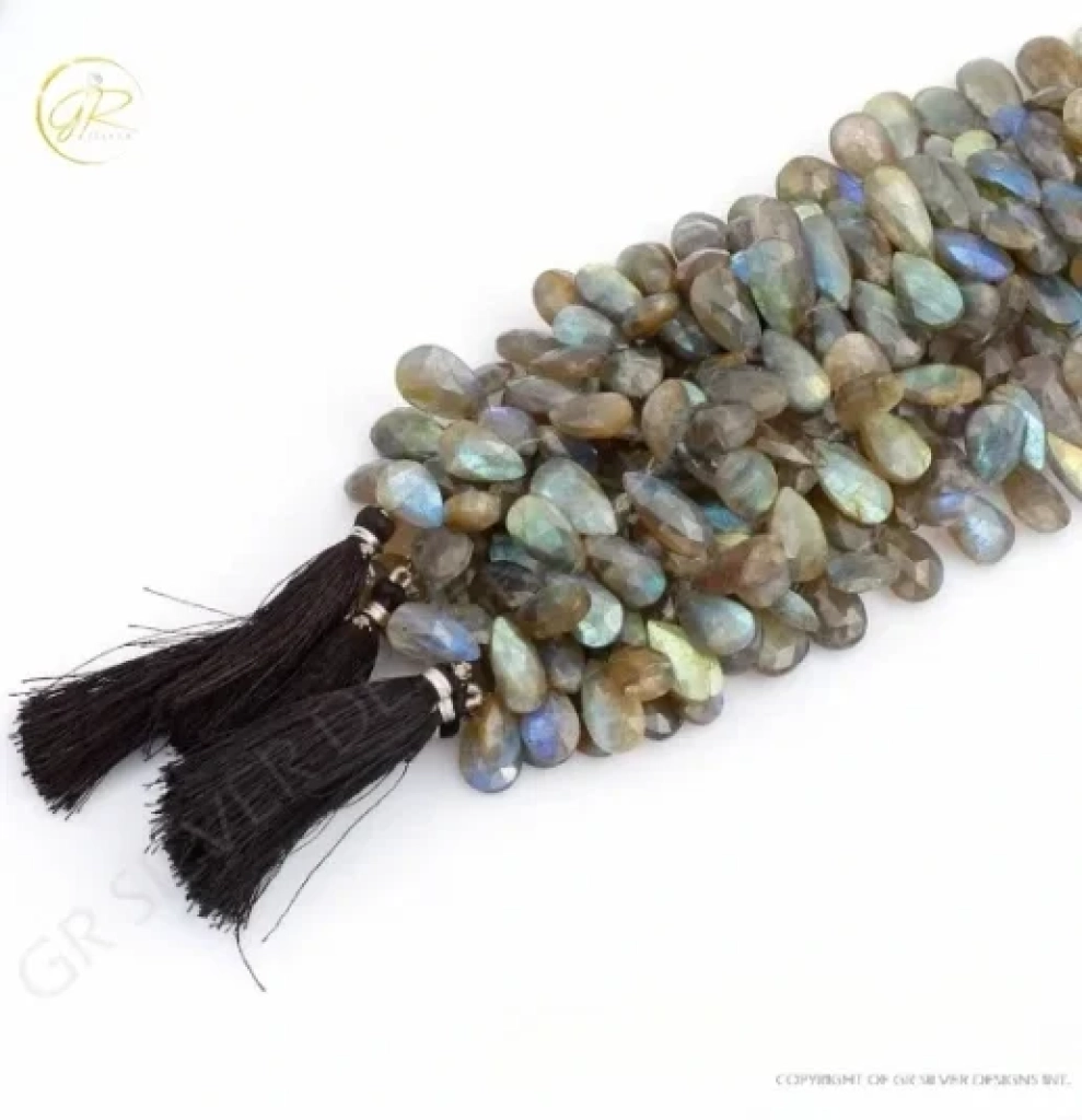 Labradorite Beads, Natural Labradorite Pear Shape Gemstone Beads 16-25mm Approx 6 Strands