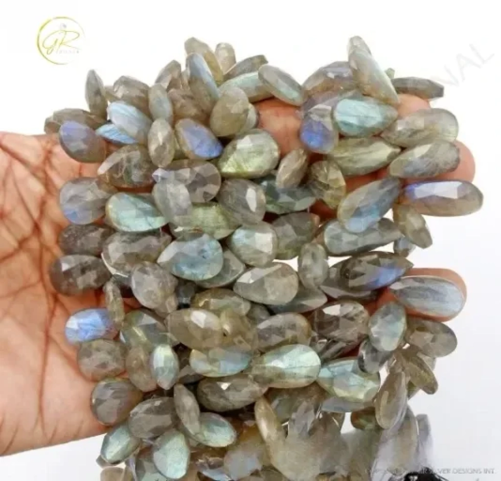 Labradorite Beads, Natural Labradorite Pear Shape Gemstone Beads 16-25mm Approx 6 Strands