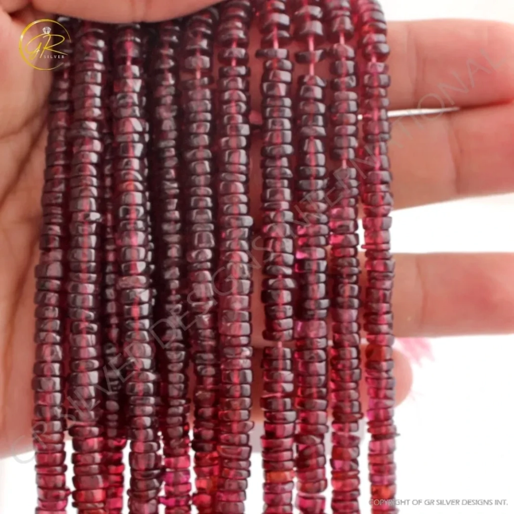 Plan Rhodolite Garnet Coin Shape Gemstone Beads For Jewelry