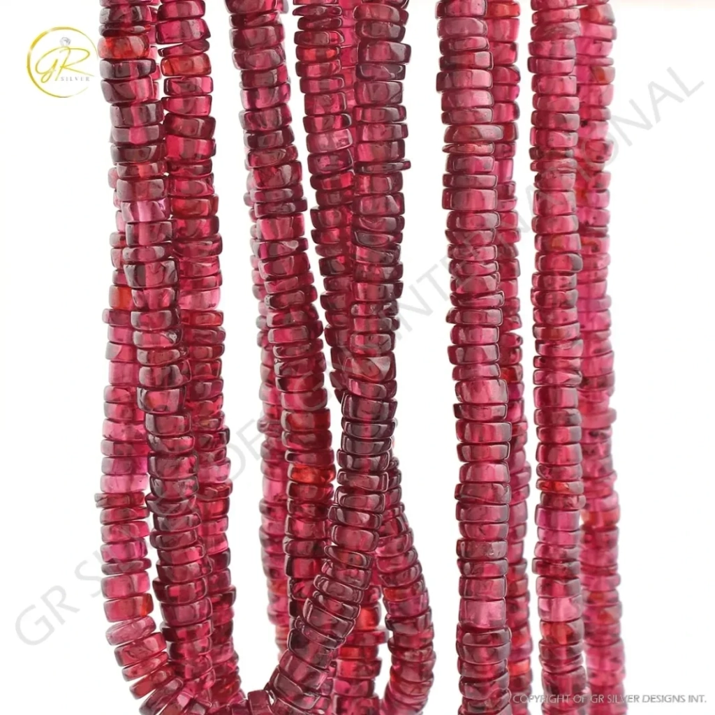 Plan Rhodolite Garnet Coin Shape Gemstone Beads For Jewelry