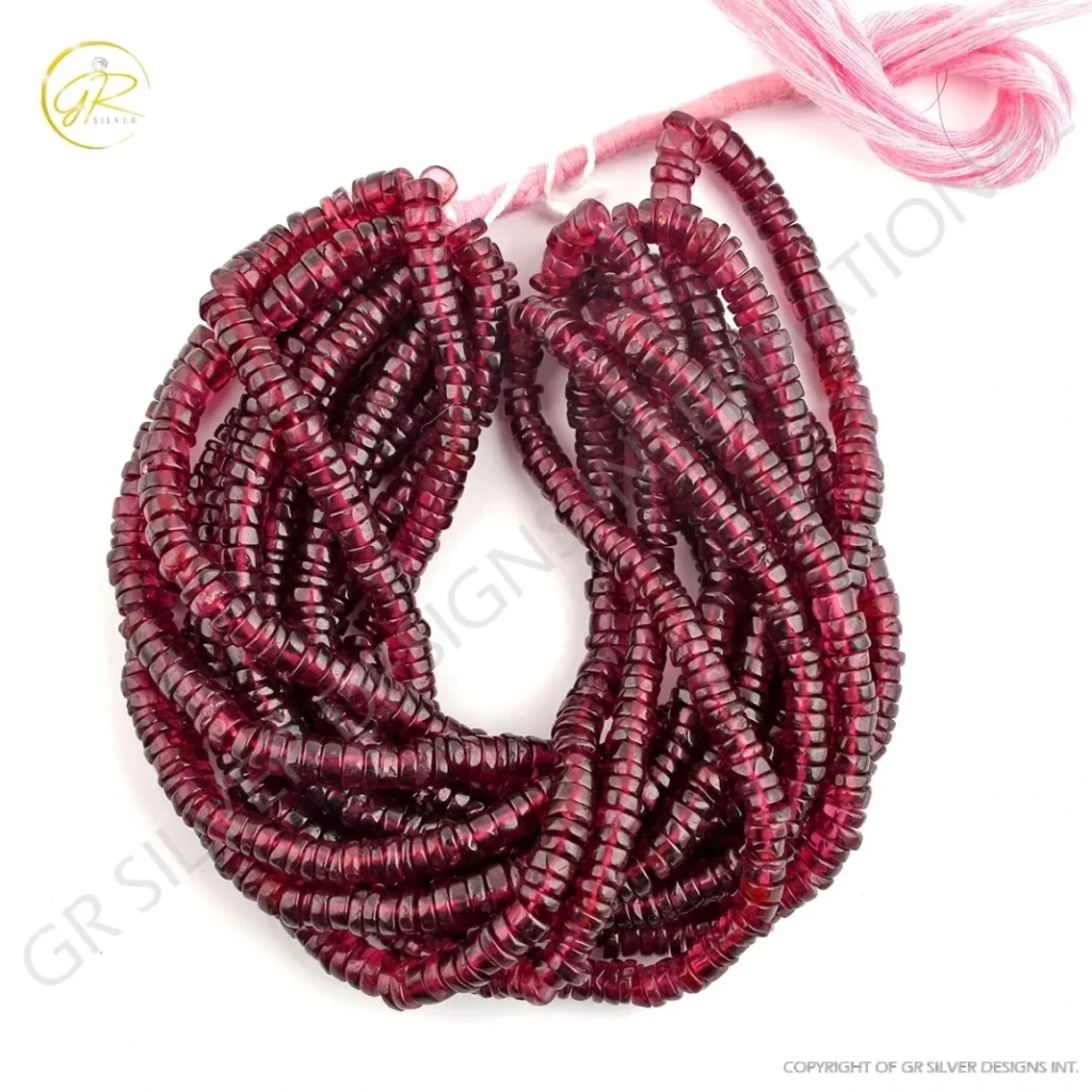 Plan Rhodolite Garnet Coin Shape Gemstone Beads For Jewelry