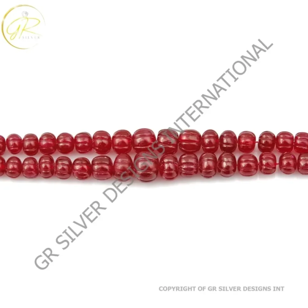 Imitation Ruby Necklace, melon Shape Imitation Ruby Gemstone Beaded Necklace5.5-13mm