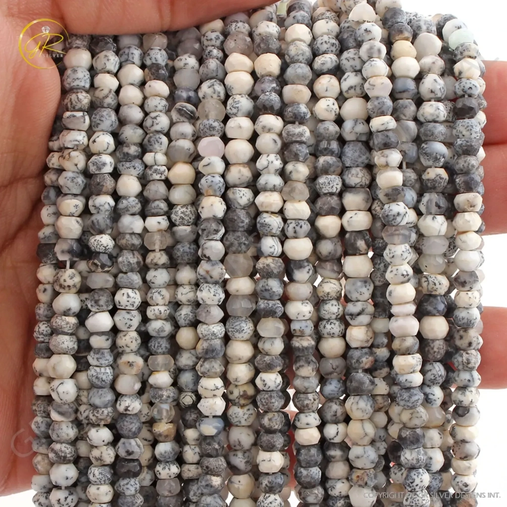 Dendrite Opal Faceted 4-5 mm Round Gemstone Beads 13 Inch