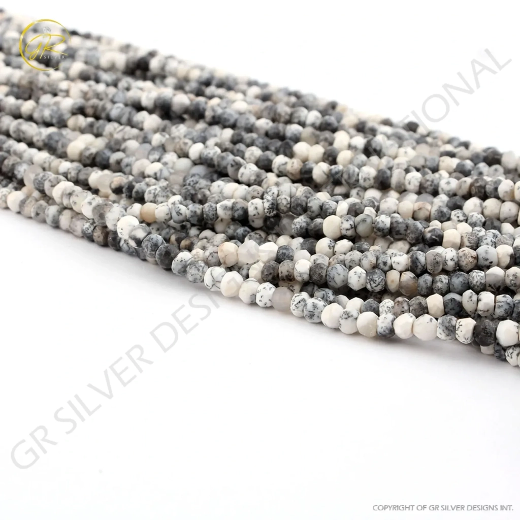 Dendrite Opal Faceted 4-5 mm Round Gemstone Beads 13 Inch