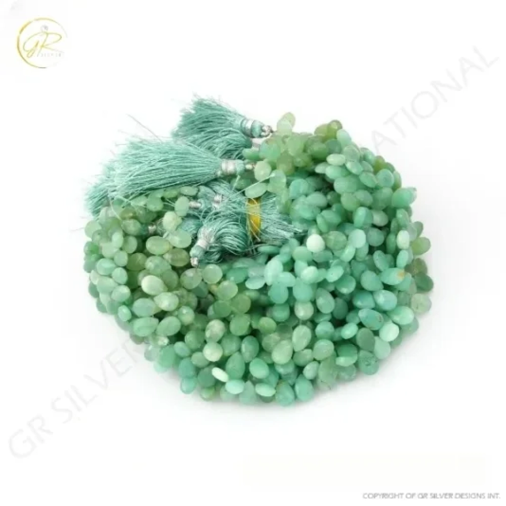 Chrysoprase Beads, Natural Chrysoprase Pear Shape Gemstone Beads 7.5-10.5mm Approx 16 Strands