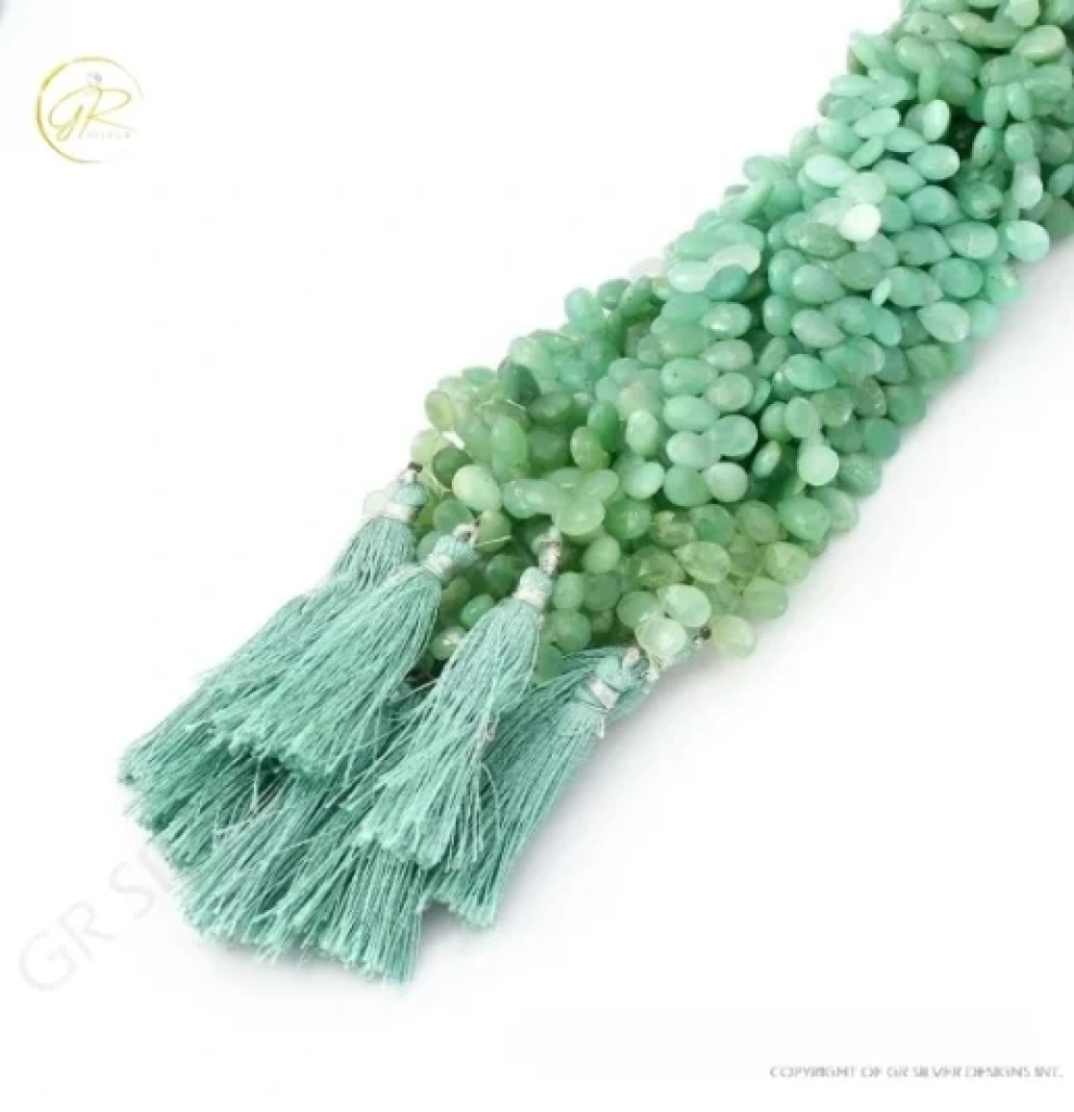 Chrysoprase Beads, Natural Chrysoprase Pear Shape Gemstone Beads 7.5-10.5mm Approx 16 Strands