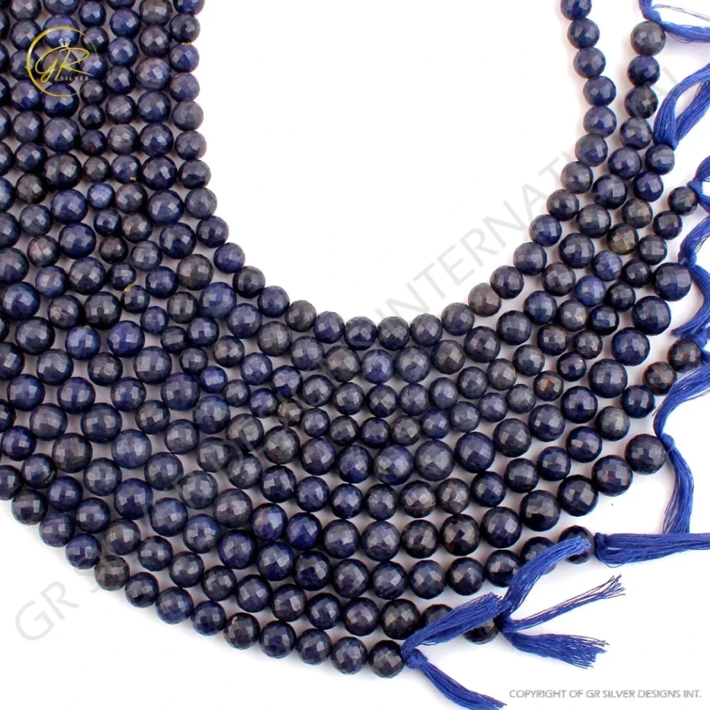 Faceted Sodalite Balls Gemstone Strands For Jewelry Making