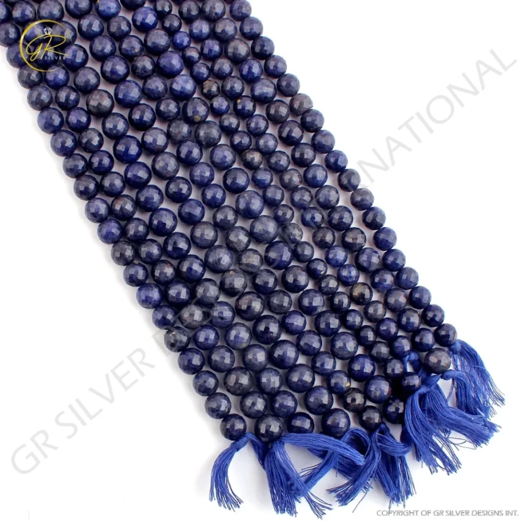 Faceted Sodalite Balls Gemstone Strands For Jewelry Making