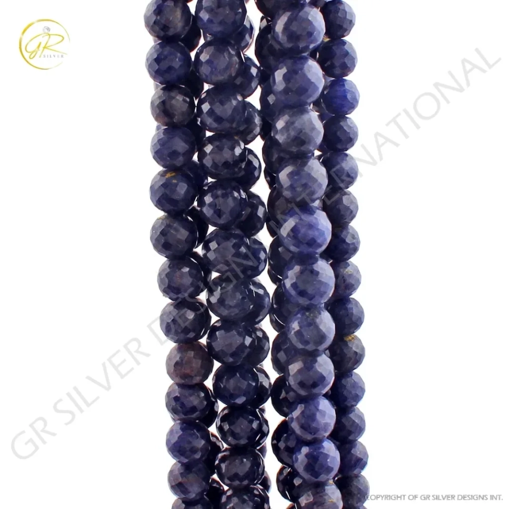 Faceted Sodalite Balls Gemstone Strands For Jewelry Making