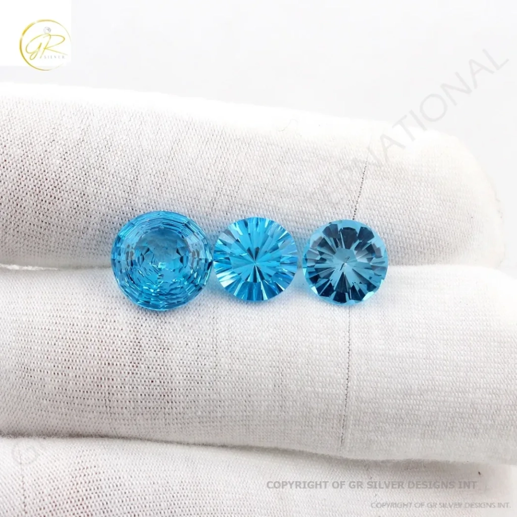 Natural Swiss Blue Topaz Round cut Faceted Loose Gemstone