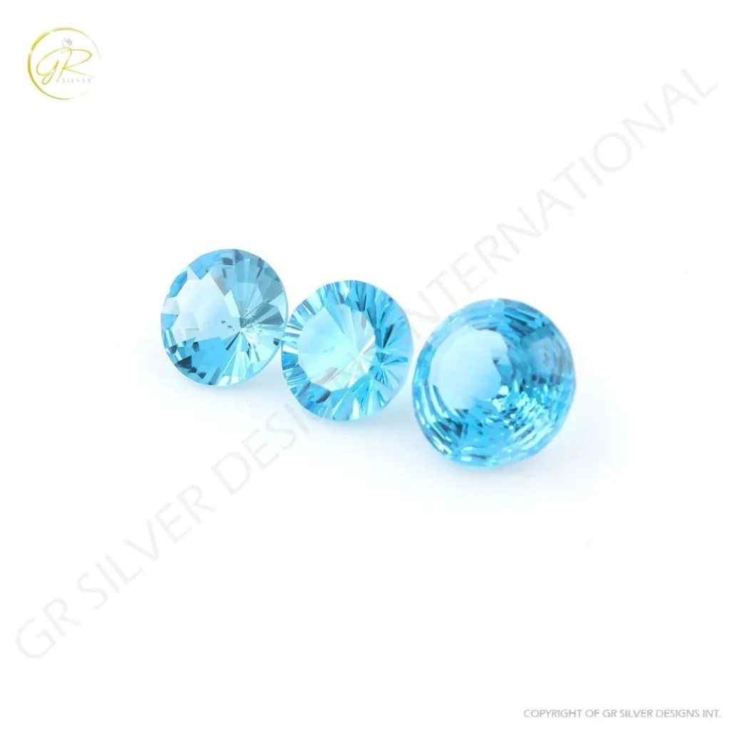 Natural Swiss Blue Topaz Round cut Faceted Loose Gemstone