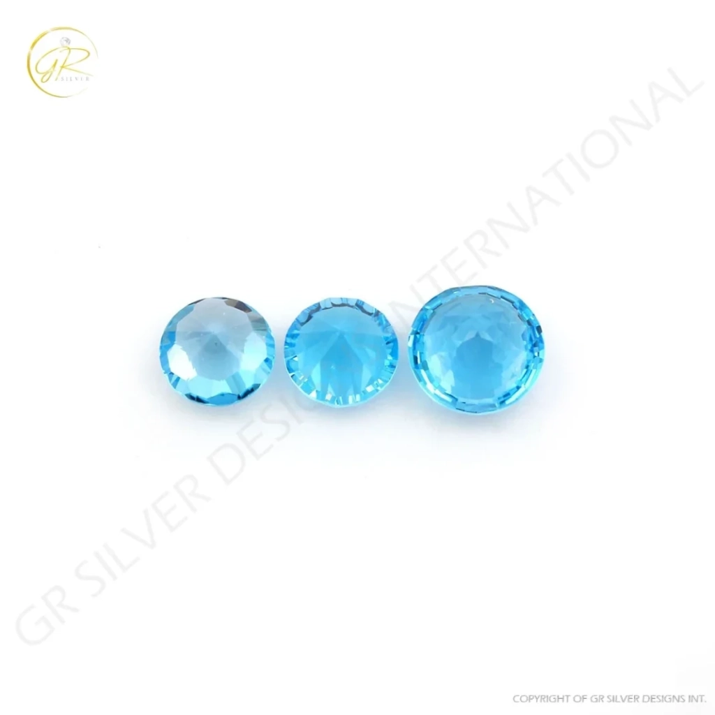 Natural Swiss Blue Topaz Round cut Faceted Loose Gemstone