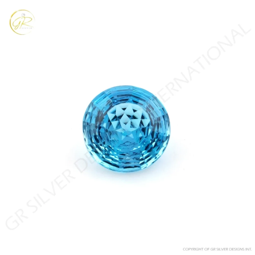 Natural Swiss Blue Topaz Round cut Faceted Loose Gemstone