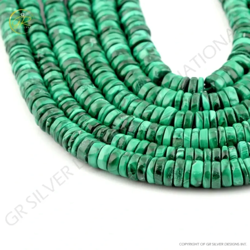 Natural Malachite Gemstone 6mm Coin Shape 10 Strands Beads