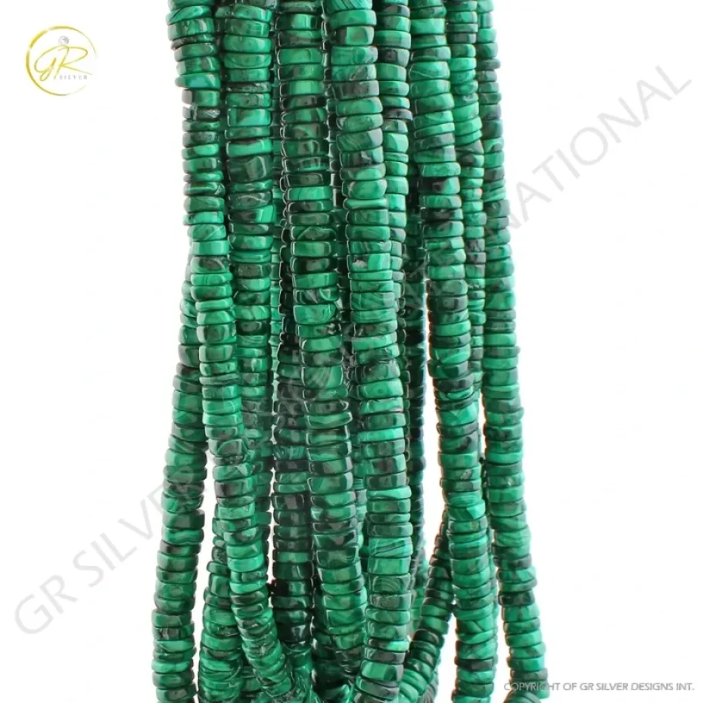 Natural Malachite Gemstone 6mm Coin Shape 10 Strands Beads