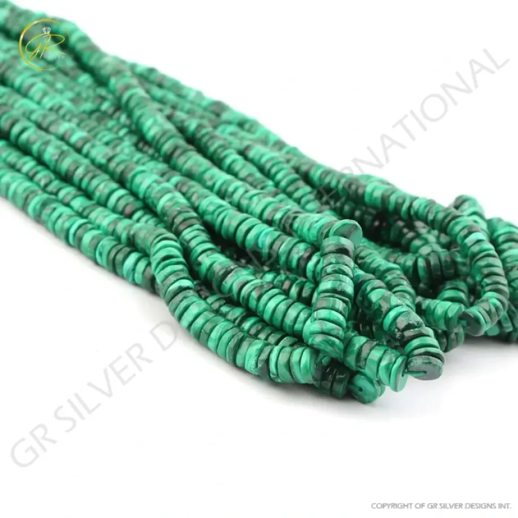 Natural Malachite Gemstone 6mm Coin Shape 10 Strands Beads