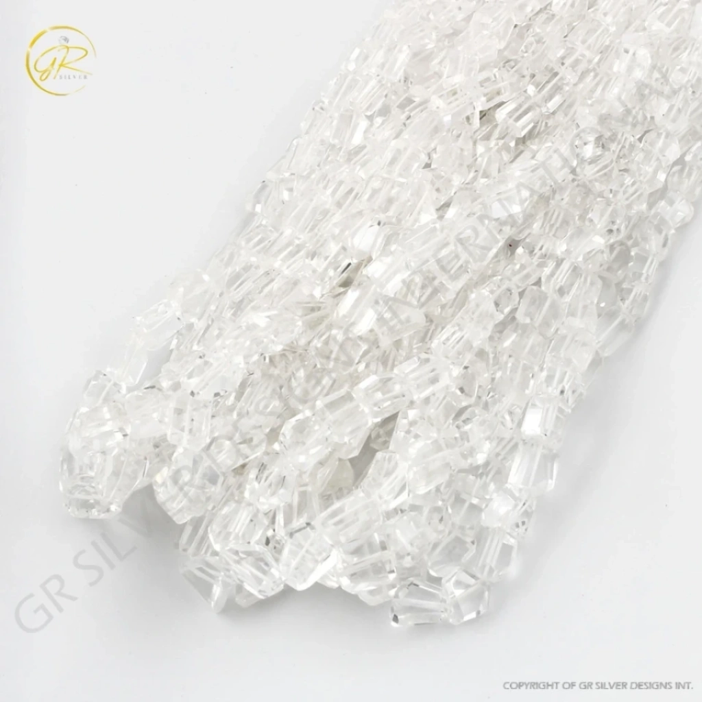 Crystal Quartz Beads, Crystal Quartz Faceted Tumbles Shape 9-15mm Gemstone Beads Jewelry