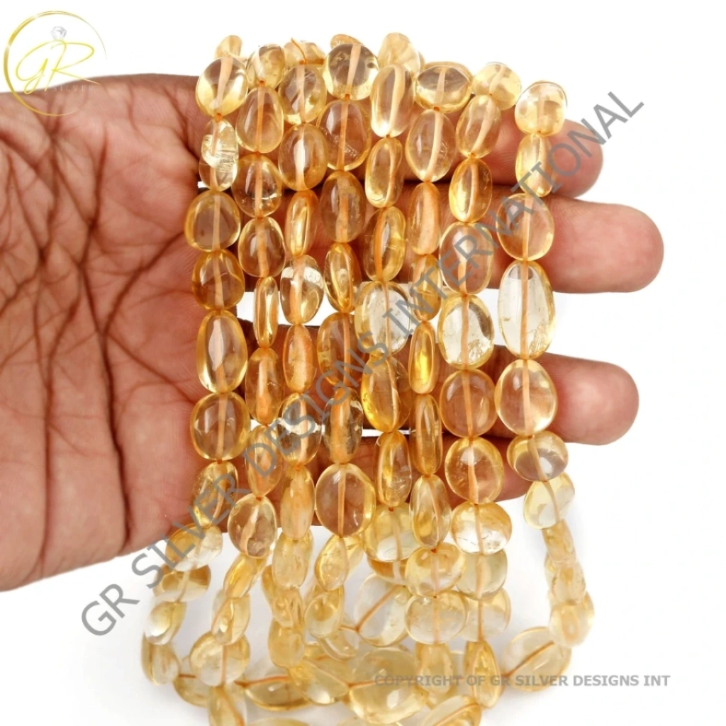 Natural Citrine Necklace Beaded 6.5-18mm Approx Mala