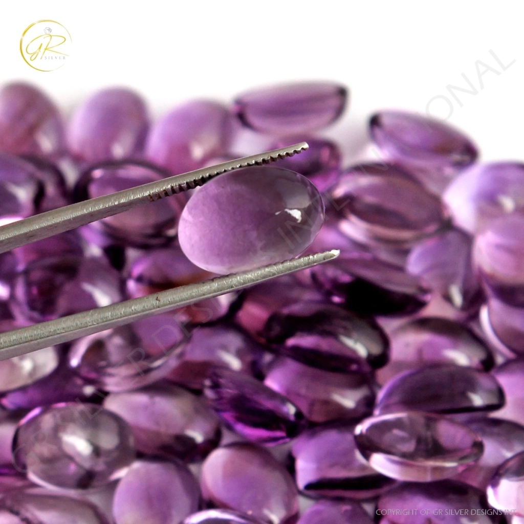 Natural Amethyst Cabochon Oval Loose Gemstone 8x12mm